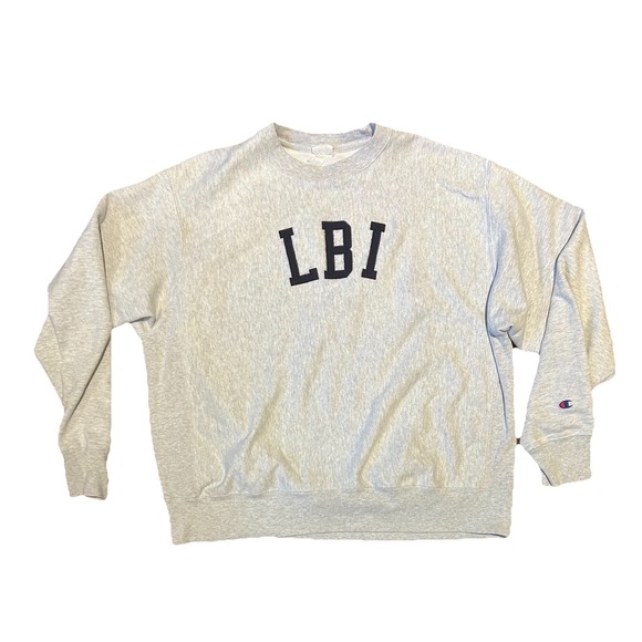 Vintage 90s Champion Reverse Weave Gray LBI Sweatshirt Sz XL Long Beach Island - Picture 2 of 7